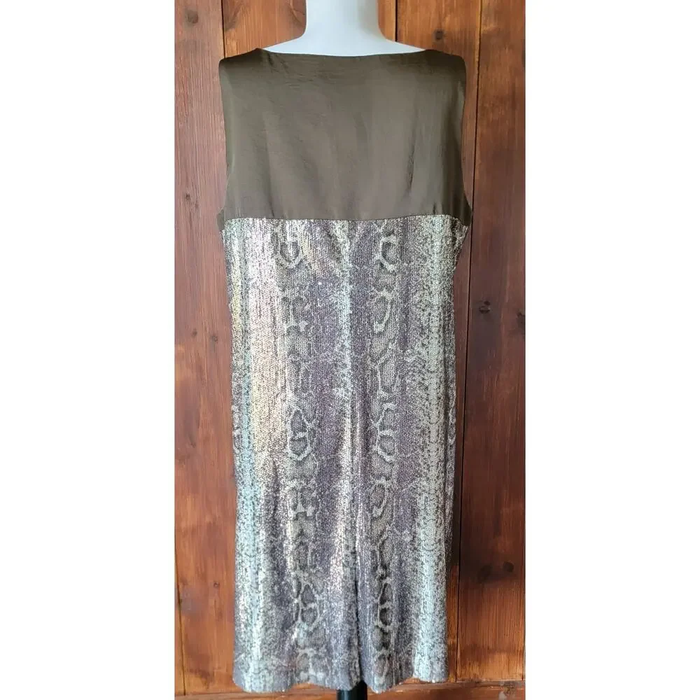 J. Taylor 16 Brown‎ Sequin Snakeskin Sheath Dress Cocktail Party Glam Sparkle ✨